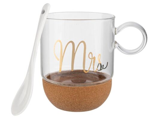 Kubek szklany na korkowej podstawce MRS 240 ml transparentny