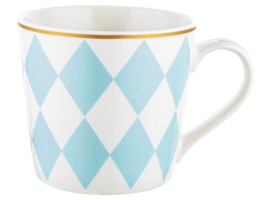 Kubek Geometric Romby 400 ml niebieskio-biały