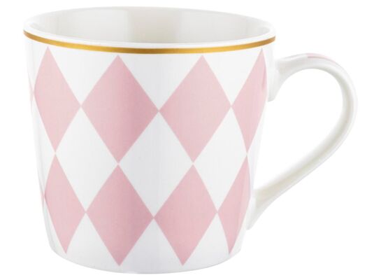 Kubek Geometric Romby 400 ml różowo-biały
