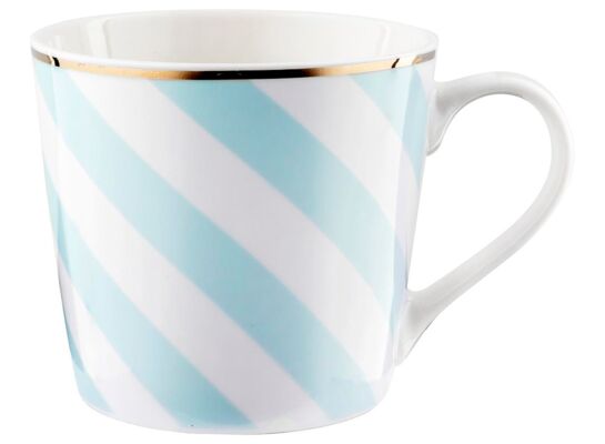 Kubek Geometric Paski 400 ml niebiesko-biały