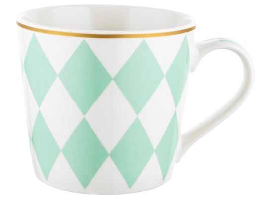 Kubek Geometric Romby 400 ml zielono-biały