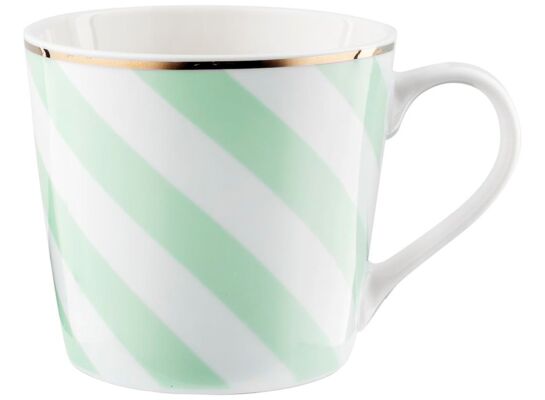 Kubek Geometric Paski 400 ml zielono-biały