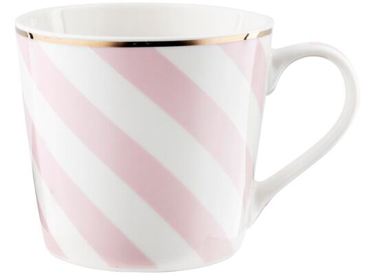 Kubek Geometric Paski 400 ml różowo-biały