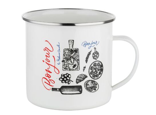 Kubek emaliowanu prosty Bonjour 1,25 ml czarno-biały