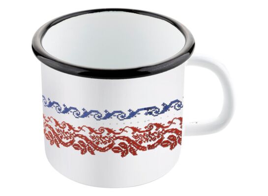 Kubek emaliowany prosty VerryMerry wzorek 550 ml biały