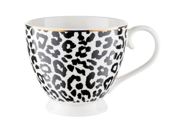 Kubek na nóżce Africa 400 ml panterka złota obwódka czarno-biały