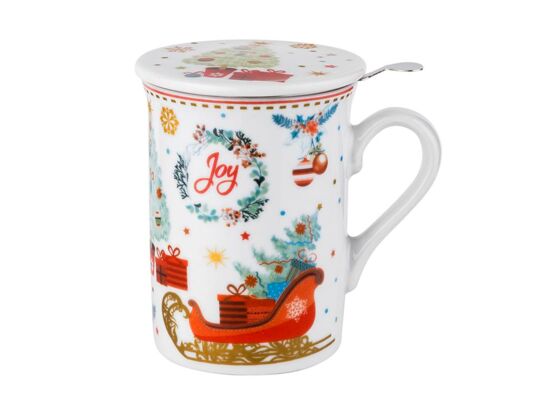 Kubek Joyful 280 ml w pudełku świąteczny wielokolorowy