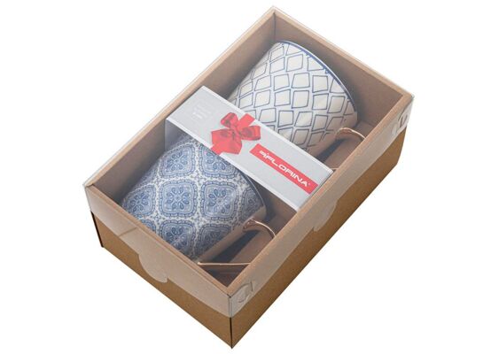 Kubek prezentowy Maroco 400 ml 400 ml zestaw 2 sztuki biało-niebieski