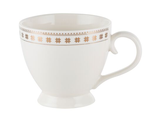 Kubek na nóżce Snowflake 440 ml śnieżynki biało-złoty