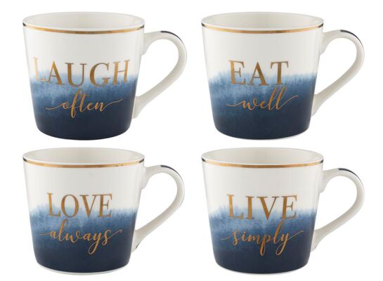 Kubek Lisa Blue 400 ml mix wzorów biało-niebieski 1 szt.