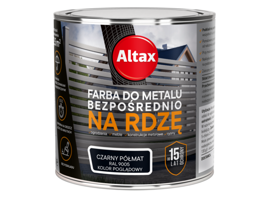 Farba do metalu 250 ml czarny półmat Altax