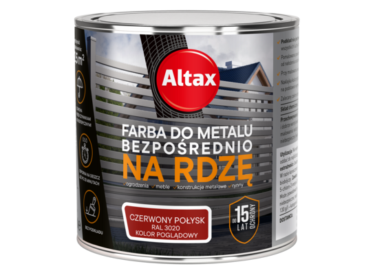 Farba do metalu 250 ml czerwony połysk Altax
