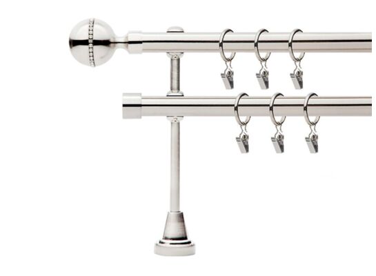 Karnisz podwójny metalowy Corso Diam 19 mm 240 cm srebrny