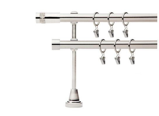 Karnisz podwójny metalowy Cylinder D. 19 mm 200 cm srebrny