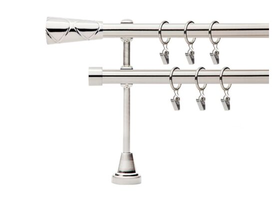 Karnisz podwójny metalowy Davi 19 mm 160 cm srebrny