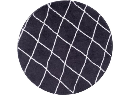 Dywan Loren Print 100 cm koło kratka czarny