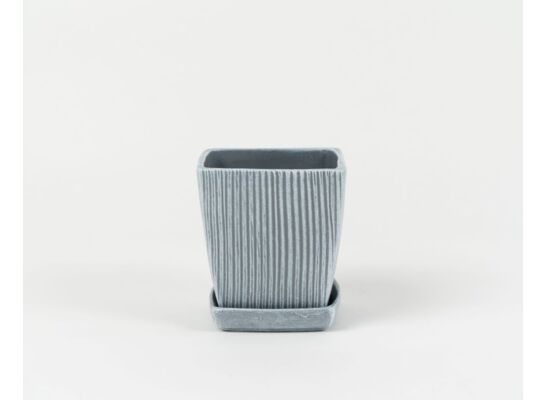 Doniczka ceramiczna Kwadrat z podstawkiem 20 cm szary
