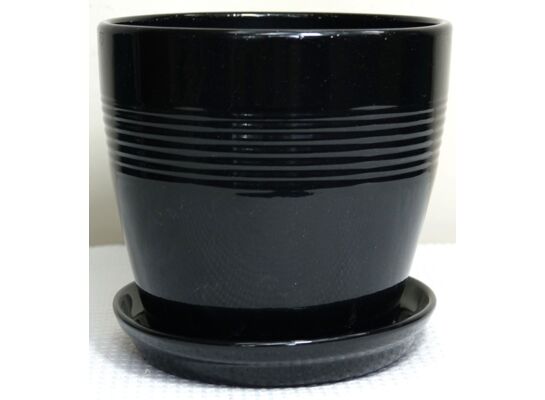 Doniczka Line z podstawkiem 15 cm grafitowy