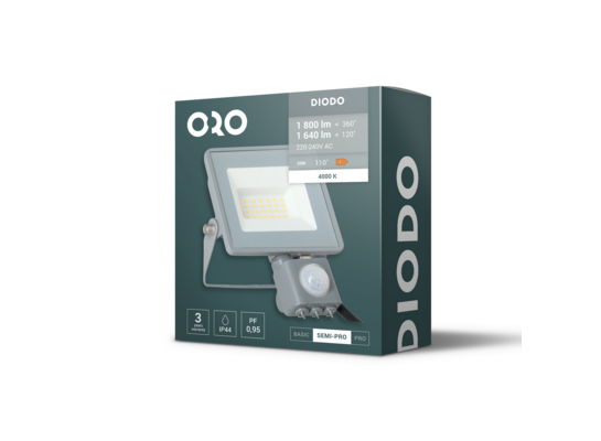 Naświetlacz LED oro diodo 20 W neutralna biel nw czujnik pir