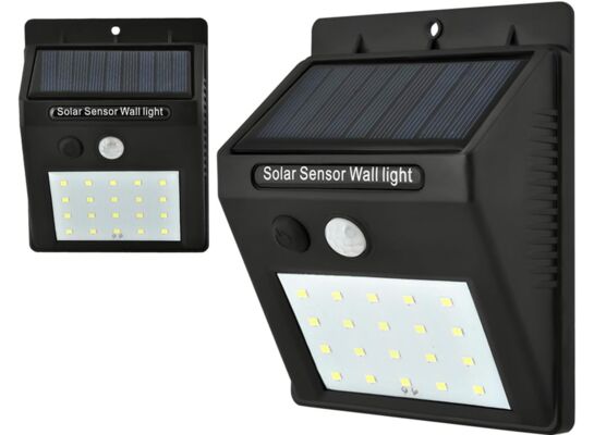 Naścienna lampka LED solar sensor light czarna 3 W 200 lm
