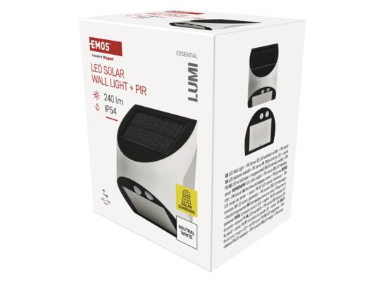 Oprawa elewacyjna LED garden lumi solarna z pir 240 lm biała neutralna