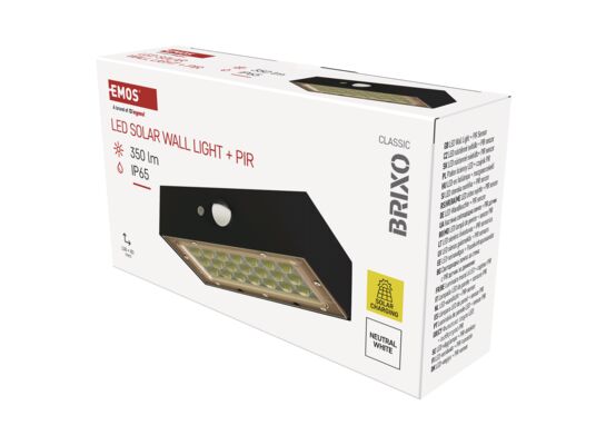 Oprawa LED garden brixo solarna z pir 350 lm nw czarna