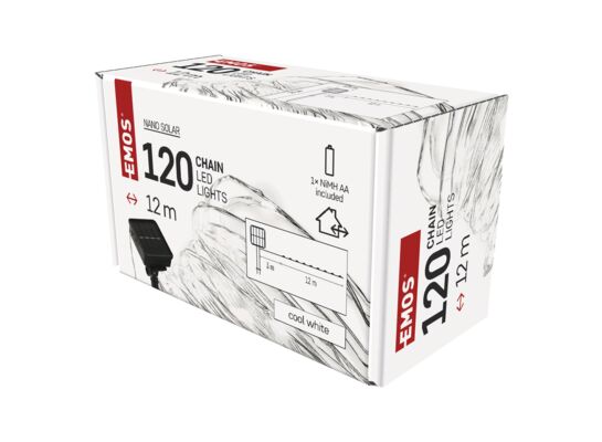 Lampki nano 120 LED łezki z panelem solarnym miedź 12 m IP44 zimna biel timer