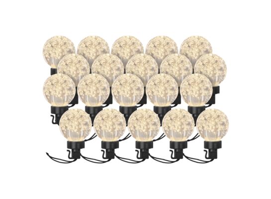 Girlanda łańcuch party 20 x 20 LED przeźroczyste 7,6 m ciepła biel IP44