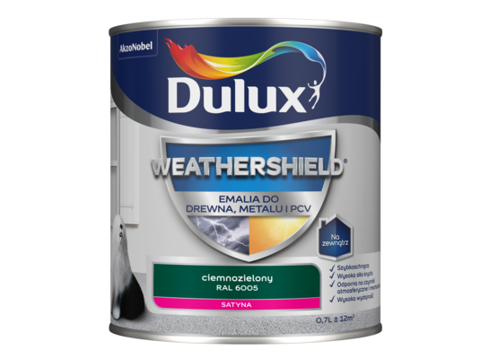 Emalia Weathershield do drewna, metalu i PCV ciemnozielony RAL 6005 Dulux