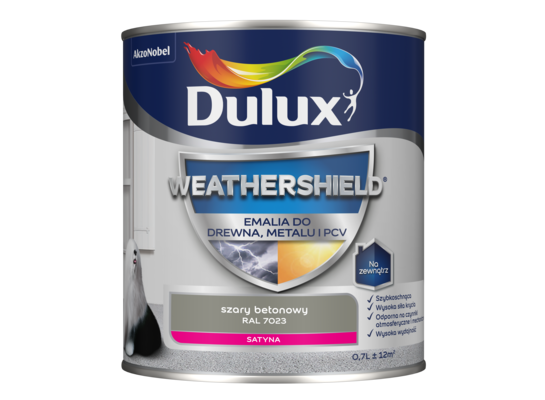 Emalia Weathershield do drewna, metalu i PCV szary betonowy RAL 7023 Dulux