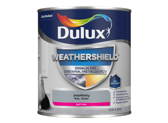 Emalia Weathershield do drewna, metalu i PCV popielaty RAL 7040 Dulux