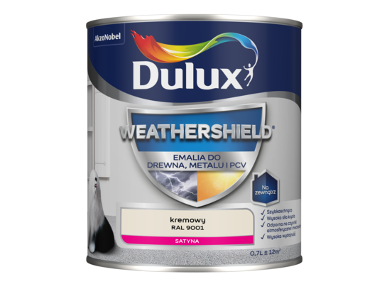 Emalia Weathershield do drewna, metalu i PCV kremowy RAL 9001 Dulux