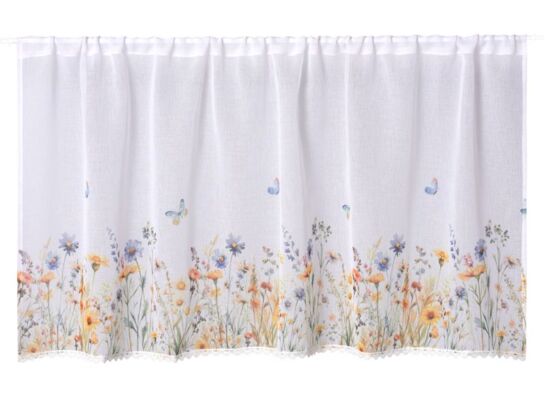 Firanka zazdrostka Pola 60 x 140 cm kwiatki biały