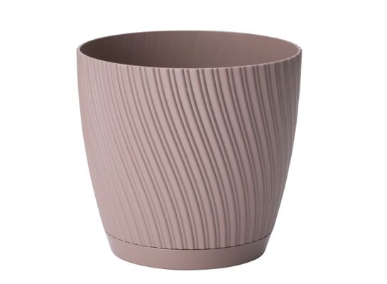 Doniczka Mika z podstawką 19 cm szaro-beżowy