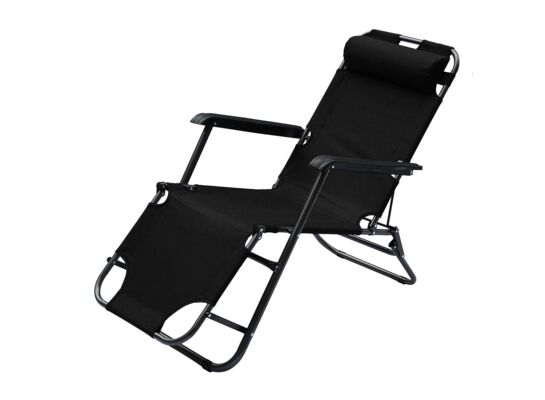 Fotel wielopozycyjny Level z zagłówkiem czarny Enero Camp