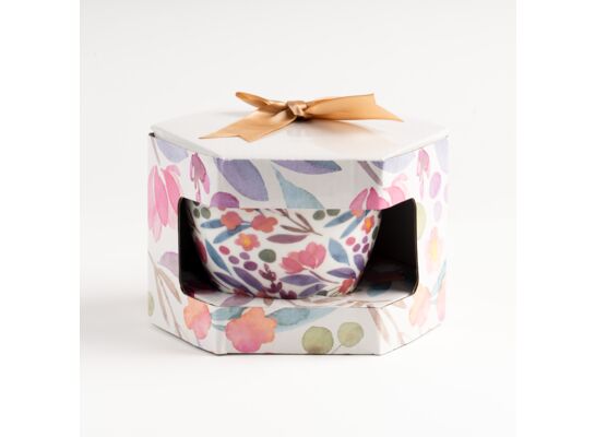 Filiżanka porcelanowa ze złotym uchem kwiaty akwarelowe 440 ml