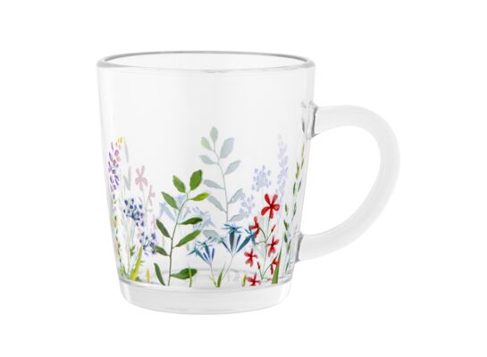 Kubek szklany Toronto z dekoracją wiosenne przebudzenie 350 ml wielokolorowy