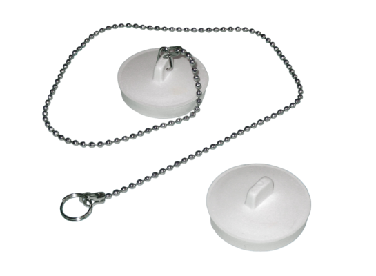 Korek syfonu wanny biały z łańcuszkiem 1 szt.