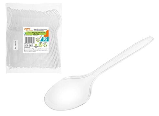 Łyżki Simple Solution wielokrotnego użytku 100 sztuk transparentny