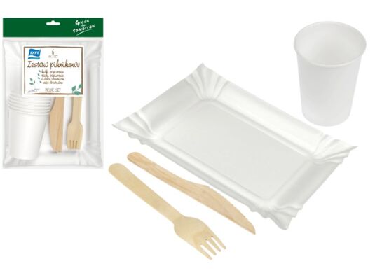 Zestaw piknikowy Simple Solution dla 6 osób biały