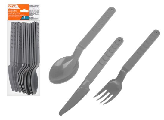 Zestaw sztućców Simple Solution wielokrotnego użytku 9 sztuk szary
