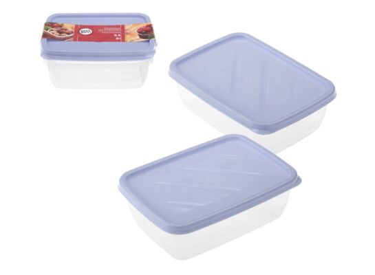 Zestaw pojemników Wyspa Okazji do żywności 2 x 600 ml niebiesko-przezroczysty