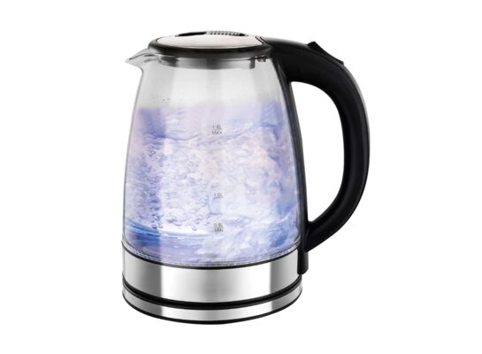Czajnik elektryczny szklany Hubert 1,8 l srebrno-czarny