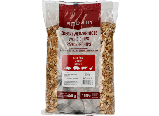 Zrębki do wędzenia i grillowania klasa 8 czereśnia 450 g Browin