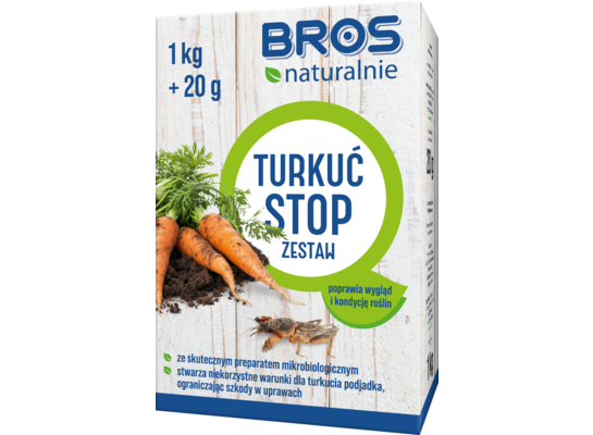 Mikrobiologiczny preparat zwiększający odporność roślin i uniwersalny nawóz 100% organiczny turkuć 1 kg + 20 g BROS naturalnie