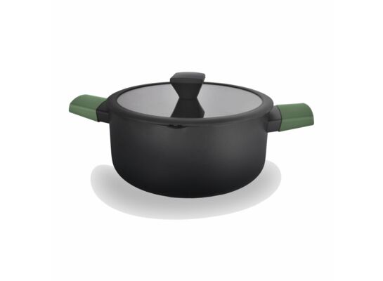 Garnek Sycylia 24 cm 4,5 l zielone uchwyty czarny