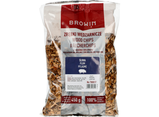 Zrębki do wędzenia i grillowania śliwa 450 g klasa 8 Browin