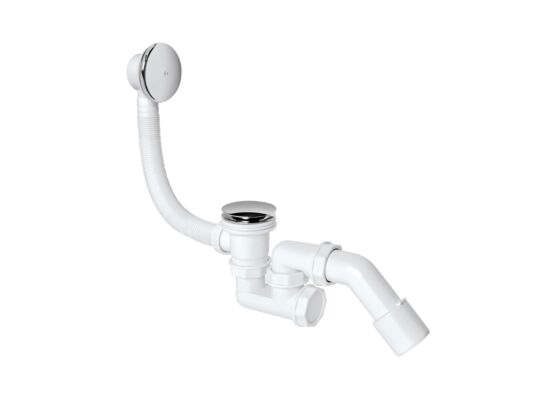 Syfon wannowy korek metalowy klik-klak chrom odejście elastyczne