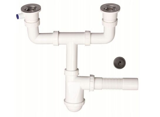 Syfon zlewozmywakowy 2-komorowy sitko metalowe odpływ fi 50 XLEO