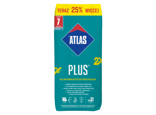 Klej wysokoelastyczny odkształcalny PLUS 20 kg +25% Atlas